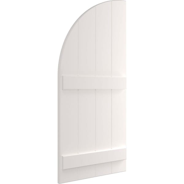 True Fit PVC, Four Board Arch Top Joined Board-n-Batten Shutters, Unfinished, 21 1/2W X 106H